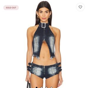 Jaded London Denim Corset in Denim Stylish Denim Halter Top